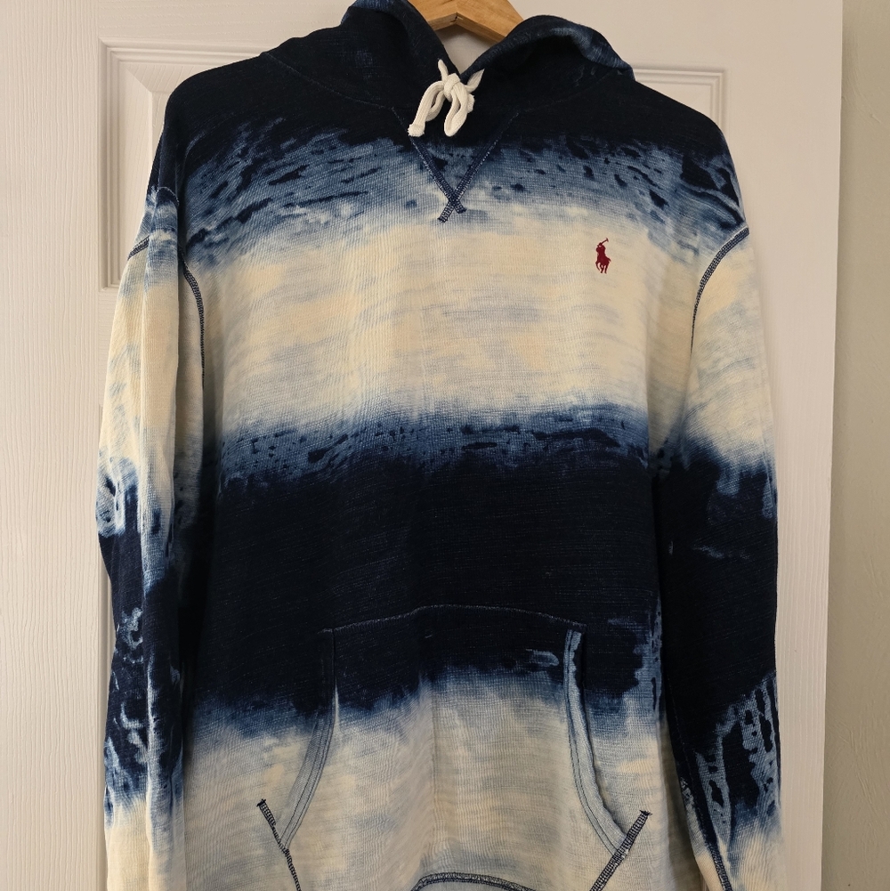 Polo Ralph Lauren Blue and Cream Tie-Dye Hoodie